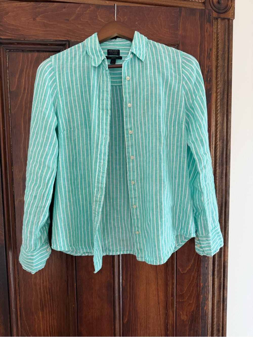 Baird McNutt Irish Linen for J.Crew Striped Shirt - Aqua/White